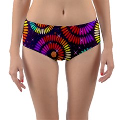 Abstract Background Spiral Colorful Reversible Mid-waist Bikini Bottoms
