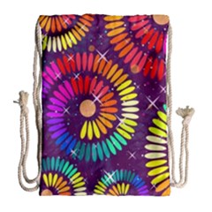 Abstract Background Spiral Colorful Drawstring Bag (large) by HermanTelo