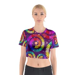 Abstract Background Spiral Colorful Cotton Crop Top