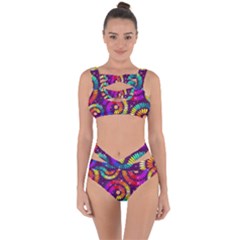 Abstract Background Spiral Colorful Bandaged Up Bikini Set 