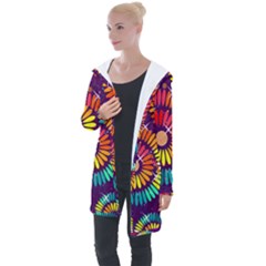 Abstract Background Spiral Colorful Longline Hooded Cardigan by HermanTelo