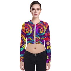 Abstract Background Spiral Colorful Long Sleeve Zip Up Bomber Jacket