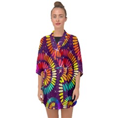 Abstract Background Spiral Colorful Half Sleeve Chiffon Kimono by HermanTelo