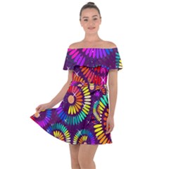 Abstract Background Spiral Colorful Off Shoulder Velour Dress