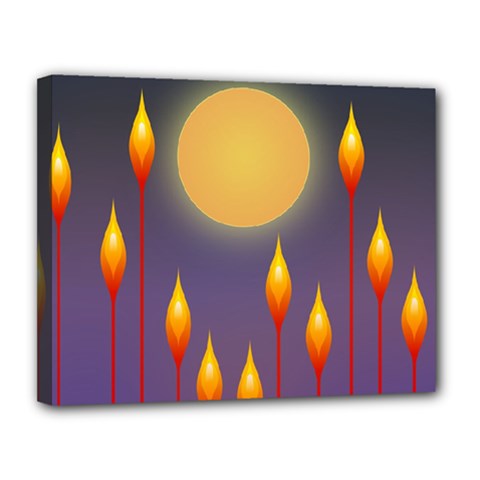 Night Moon Flora Background Canvas 14  X 11  (stretched)