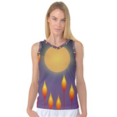 Night Moon Flora Background Women s Basketball Tank Top