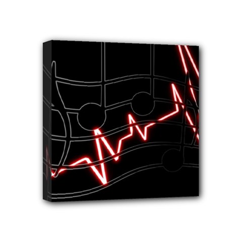 Music Wallpaper Heartbeat Melody Mini Canvas 4  x 4  (Stretched)