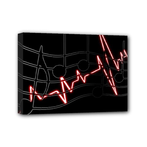 Music Wallpaper Heartbeat Melody Mini Canvas 7  x 5  (Stretched)