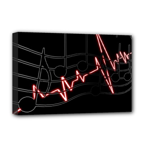 Music Wallpaper Heartbeat Melody Deluxe Canvas 18  X 12  (stretched) by HermanTelo