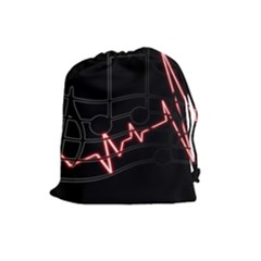 Music Wallpaper Heartbeat Melody Drawstring Pouch (Large)