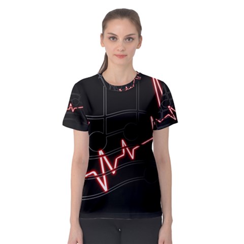 Music Wallpaper Heartbeat Melody Women s Sport Mesh Tee by HermanTelo