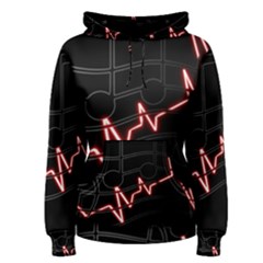 Music Wallpaper Heartbeat Melody Women s Pullover Hoodie