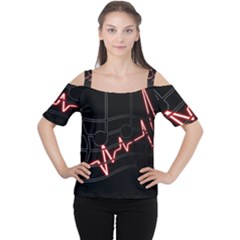 Music Wallpaper Heartbeat Melody Cutout Shoulder Tee