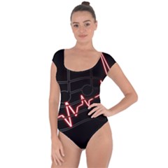 Music Wallpaper Heartbeat Melody Short Sleeve Leotard 