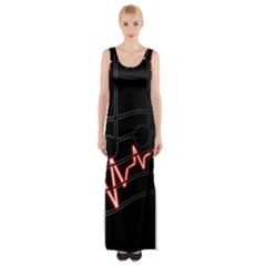 Music Wallpaper Heartbeat Melody Thigh Split Maxi Dress