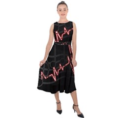 Music Wallpaper Heartbeat Melody Midi Tie-Back Chiffon Dress