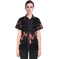 Music Wallpaper Heartbeat Melody Women s Short Sleeve Shirt