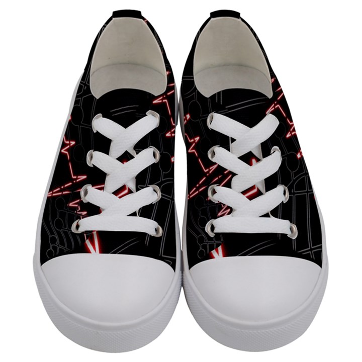 Music Wallpaper Heartbeat Melody Kids  Low Top Canvas Sneakers