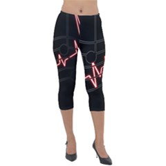 Music Wallpaper Heartbeat Melody Lightweight Velour Capri Leggings  by HermanTelo