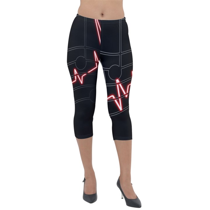 Music Wallpaper Heartbeat Melody Lightweight Velour Capri Leggings 