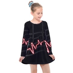Music Wallpaper Heartbeat Melody Kids  Long Sleeve Dress