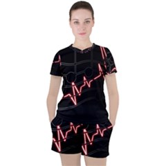Music Wallpaper Heartbeat Melody Women s Tee and Shorts Set