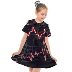 Music Wallpaper Heartbeat Melody Kids  Short Sleeve Shirt Dress by HermanTelo