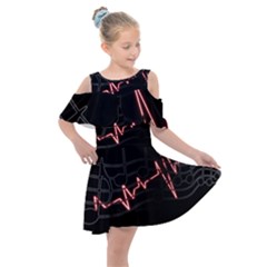 Music Wallpaper Heartbeat Melody Kids  Shoulder Cutout Chiffon Dress