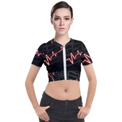 Music Wallpaper Heartbeat Melody Short Sleeve Cropped Jacket by HermanTelo