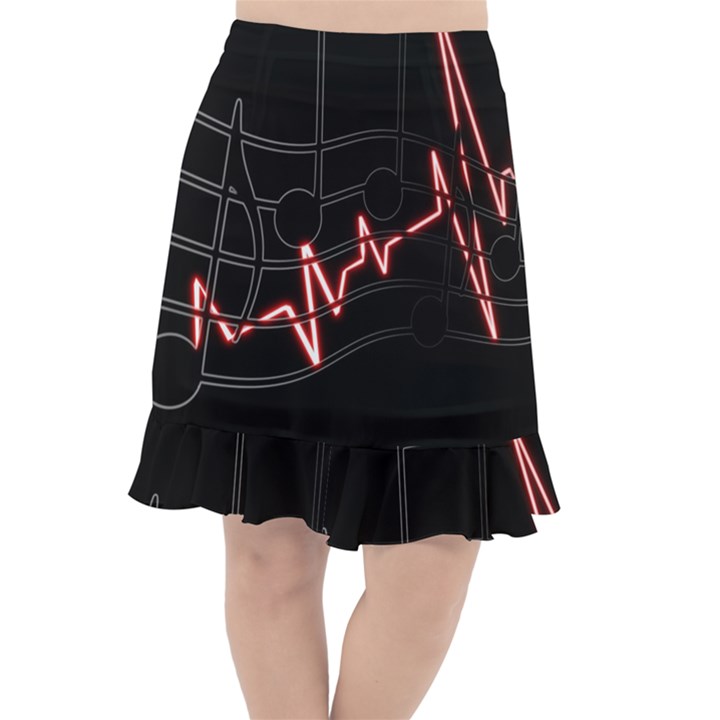 Music Wallpaper Heartbeat Melody Fishtail Chiffon Skirt