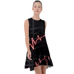 Music Wallpaper Heartbeat Melody Frill Swing Dress