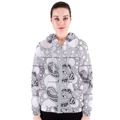 Elegant Mandala Elephant In Black And Wihte Women s Zipper Hoodie