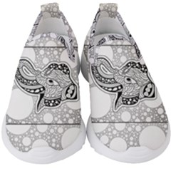 Elegant Mandala Elephant In Black And Wihte Kids  Slip On Sneakers by FantasyWorld7