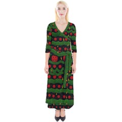 Pumkin Time Maybe Halloween Quarter Sleeve Wrap Maxi Dress by pepitasart