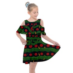 Pumkin Time Maybe Halloween Kids  Shoulder Cutout Chiffon Dress by pepitasart