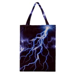 Blue Thunder Colorful Lightning Graphic Classic Tote Bag by picsaspassion