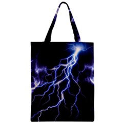 Blue Thunder Colorful Lightning Graphic Zipper Classic Tote Bag by picsaspassion