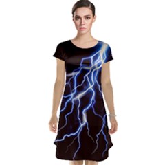 Blue Thunder Colorful Lightning Graphic Cap Sleeve Nightdress by picsaspassion