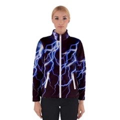 Blue Thunder Colorful Lightning Graphic Winter Jacket by picsaspassion