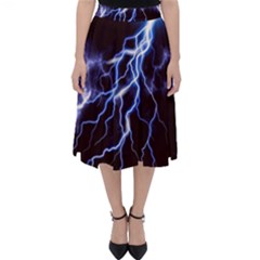 Blue Thunder Colorful Lightning Graphic Classic Midi Skirt by picsaspassion