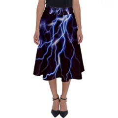 Blue Thunder Colorful Lightning Graphic Perfect Length Midi Skirt by picsaspassion