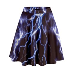 Blue Thunder Colorful Lightning Graphic High Waist Skirt by picsaspassion