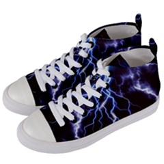 Blue Thunder Colorful Lightning Graphic Women s Mid-top Canvas Sneakers by picsaspassion