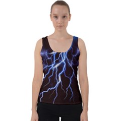 Blue Thunder Colorful Lightning Graphic Velvet Tank Top by picsaspassion