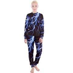 Blue Thunder Colorful Lightning Graphic Women s Lounge Set by picsaspassion