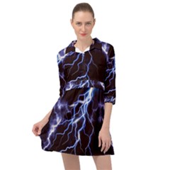 Blue Thunder Colorful Lightning Graphic Mini Skater Shirt Dress by picsaspassion