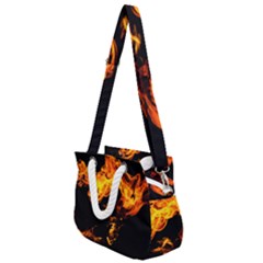 Can Walk On Fire, Black Background Rope Handles Shoulder Strap Bag by picsaspassion