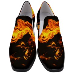 Can Walk On Fire, Black Background Women Slip On Heel Loafers by picsaspassion