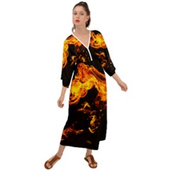 Can Walk On Fire, Black Background Grecian Style  Maxi Dress by picsaspassion