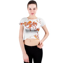 Can Walk On Fire, White Background Crew Neck Crop Top by picsaspassion